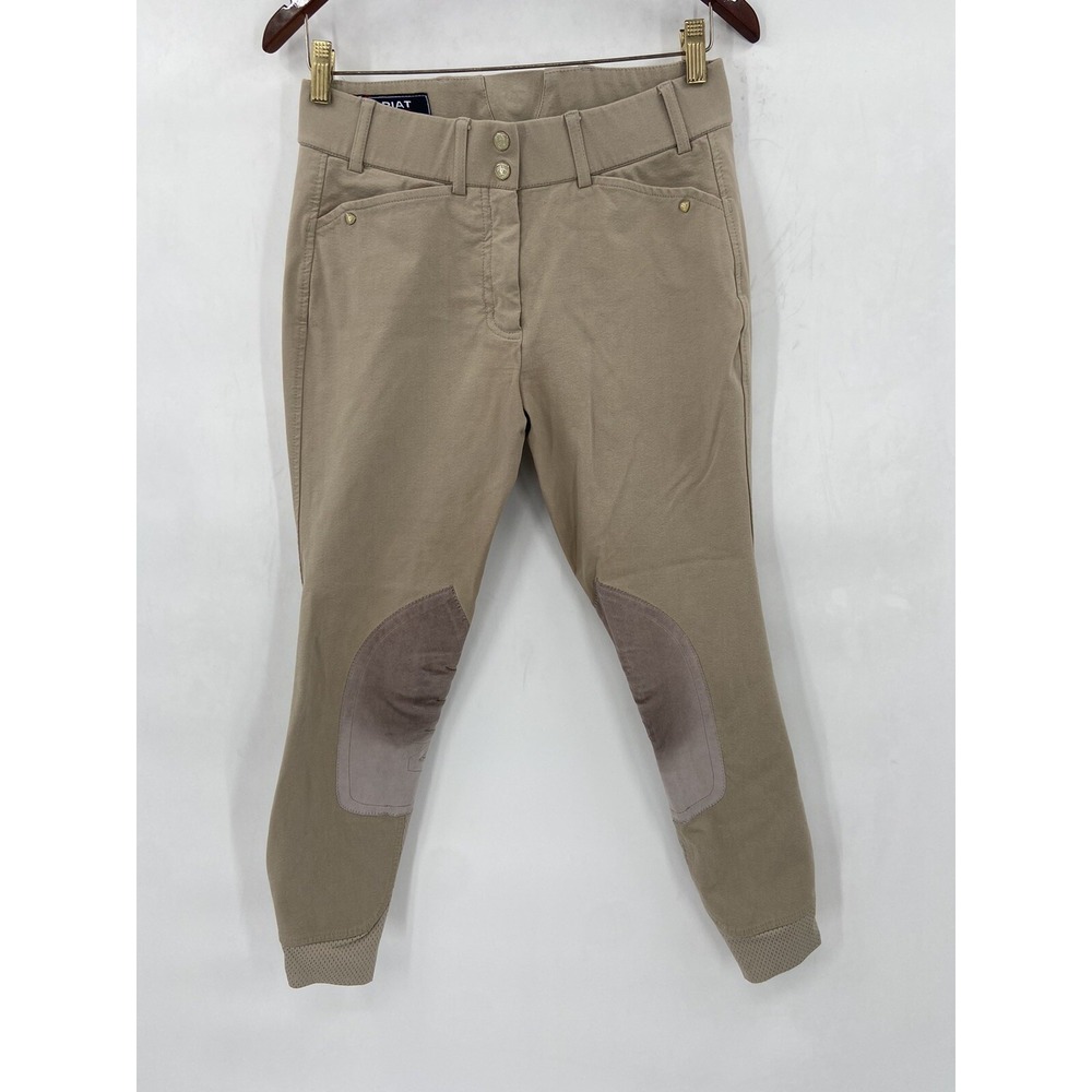 ARIAT Equestrian Women's Heritage Elite Knee Patch Riding Pants Sz 26R Khaki